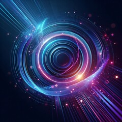 Abstract background with blue and purple neon light rays, cut out
