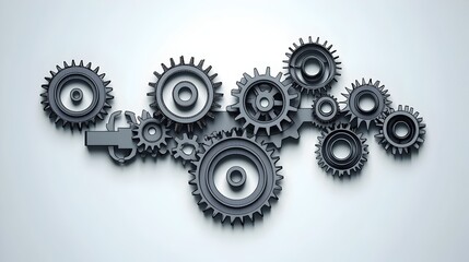 Intricate Machinery Gears and Cogs in Metallic Abstract Composition