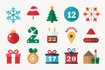 Set of Christmas vector illustrations. Christmas icons, elements collection