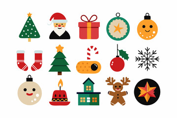 Set of Christmas vector illustrations. Christmas icons, elements collection