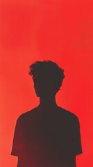 Crimson Reverie - Abstract Album Cover Featuring Silhouette of a Man in Black T-Shirt