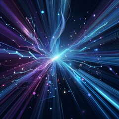 Naklejka premium Abstract background with blue and purple neon light rays, cut out 