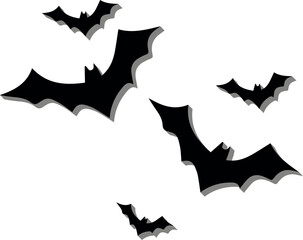 Set of silhouettes of bats for halloween flying - 3D