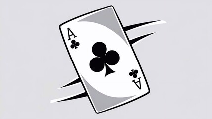 Flying playing card for poker and gambling, ace club isolated on white, clipping path