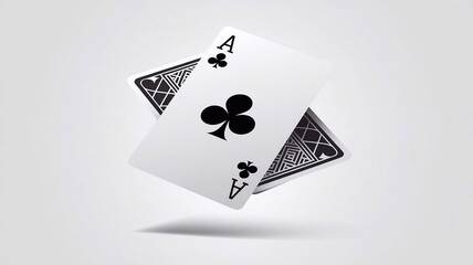 Flying playing card for poker and gambling, ace club isolated on white, clipping path