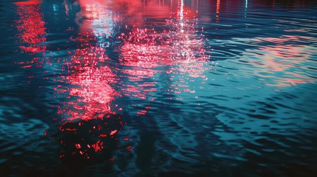 spectacular red white and blue fireworks display reflecting on water 4th of july celebration