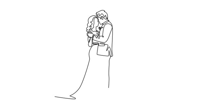 One continuous line drawing of reading book concept. Full length animation illustration. High quality 4k footage.