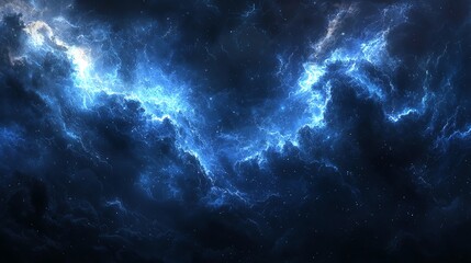 A stunning cosmic scene featuring swirling blue clouds and ethereal light, perfect for backgrounds or celestial themes.