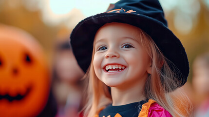 Children in bright Halloween costume