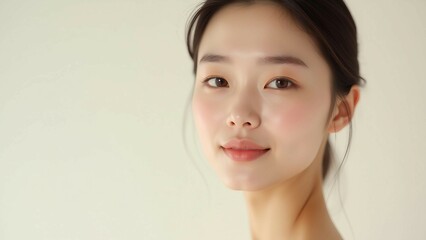 portrait, young woman, smiling, natural beauty, close-up, gentle expression, happiness, serene, soft lighting, skin care, fresh, minimal makeup, beauty, lifestyle, femininity, calm, elegance, simplici