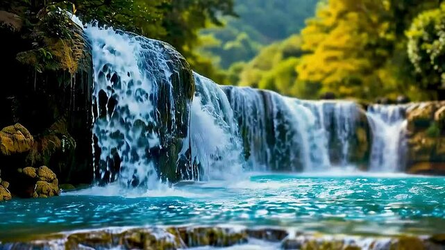 a waterfall  and  a pool  in Plitvice National Park, one of the most beautiful places in Croatia