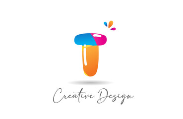 coloured T letter alphabet logo icon colorful design suitable for a company or business