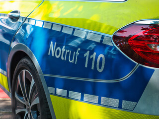 A Detailed shots of a German police car with the inscription 