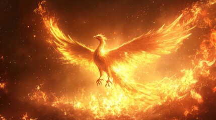 Phoenix Reborn: Ashes to Flames in a Breathtaking Fantasy Scene