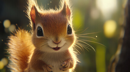 Close up view of adorable little Red Squirrel