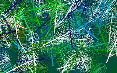 Light Blue, Green vector doodle backdrop with leaves.