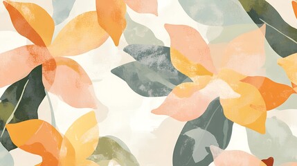 Watercolor floral pattern in pastel tones on a light background with copy space