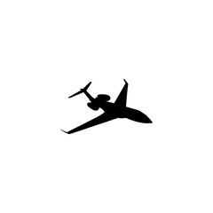 Silhouette of the Private Jet, Aircraft, Aeroplane. Flat Style, can use for Logo Gram, Pictogram, Apps, Website, or Graphic Design Element. Vector Illustartion