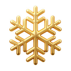 3D gold snowflake icon with intricate details, perfect for winter holiday themes, seasonal decorations, and festive designs. Isolated on transparent background, png.