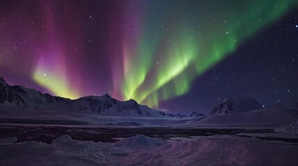 A breathtaking time-lapse of the aurora australis dancing and shifting across the Antarctic night sky, capturing the dynamic beauty of the celestial light.