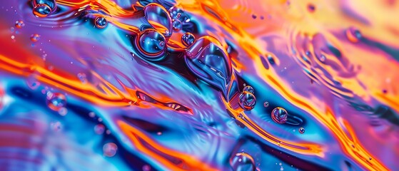 Obraz premium Abstract colorful liquid with glowing droplets