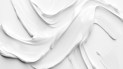 Obraz premium White cream texture stroke composition background. Skincare cosmetic product swatch.