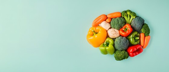 Colorful Vegetables Arrangement on Mint Background