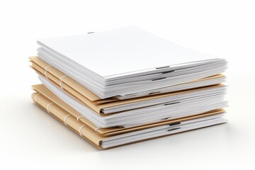 Isolated stack of business documents on white background for professional presentations