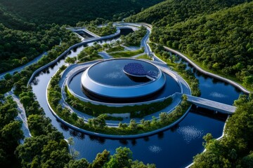 Garbage and pollution control are illustrated in a detailed design of a modern waste treatment plant that minimizes environmental impact and emissions