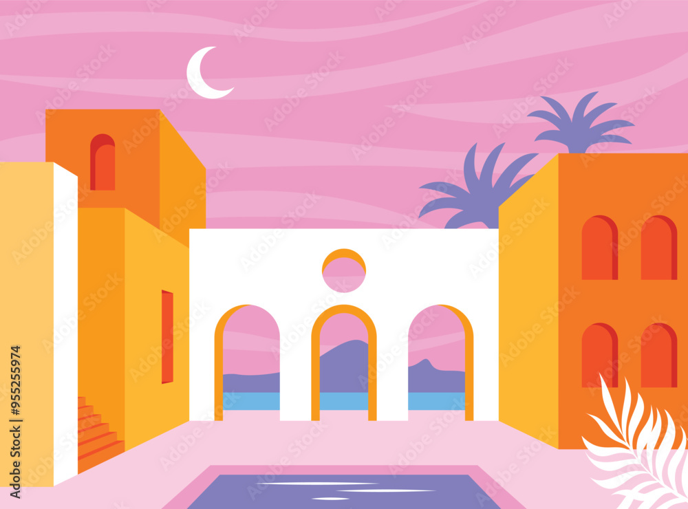 Poster Abstract minimalistic architecture illustration