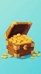 A Wooden Chest Overflowing with Gold: Discover the Riches Within!