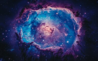 Obraz premium Cosmic nebula. A vibrant nebula, bursting with color and light, creates a stunning celestial spectacle. It symbolizes the vastness and beauty of the cosmos.