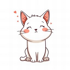 cartoon cat with closed eyes sitting on floor with hearts above head.