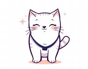 cartoon cat with collar and stars on its chest.