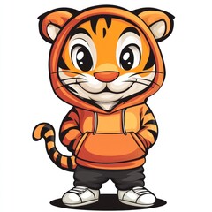 Naklejka premium Cute Tiger in a Hoodie