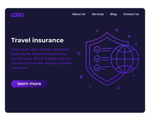 Travel insurance, website design, png template