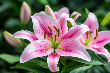 Fototapeta premium Lilies, fragrant blooms, sweet aroma fill the air with their delicate and enchanting scent