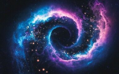 Obraz premium Cosmic spiral nebula. A swirling nebula with a cosmic vortex, symbolizing the vastness and mystery of the universe.