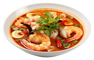 PNG Tom yum gung seafood plate soup.