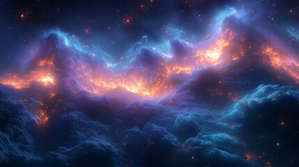 Fototapeta premium A beautiful blue and orange galaxy with many stars