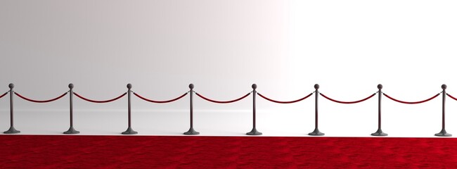 Chrome stanchion pole and velvet rope barrier. Red carpet.