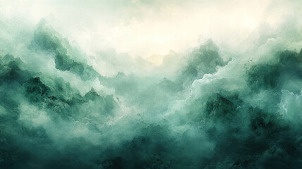 Obraz premium A soft abstract green background with watercolor effects, offering a calming and artistic vibe