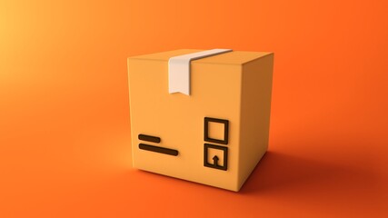 Cardboard box, delivery package, shipping box. Transportation, delivery, shipping concept. Cartoon minimal style.