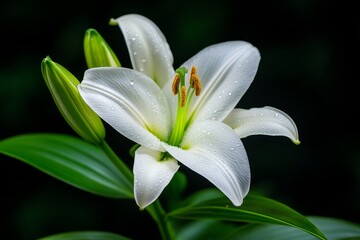 Fototapeta premium Lilies, night-blooming varieties, mystical beauty reveal their splendor under the cover of darkness