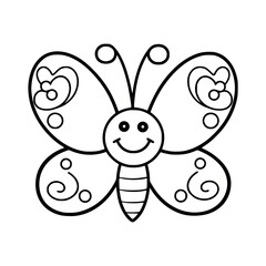 Butterfly illustration coloring page for kids - coloring book