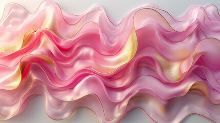 A pink ribbon with gold accents