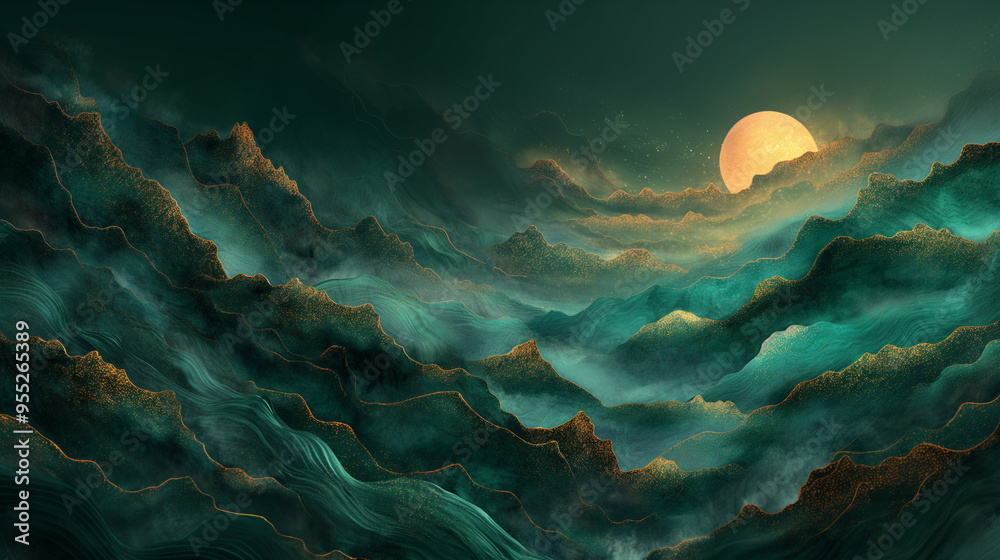 Canvas Prints a sun is setting over a large body of water