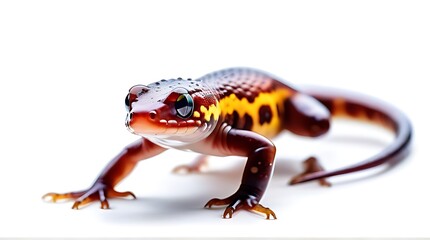 artistic watercolor illustration salamander isolated stark white background creatively blending abstract brush strokes realism