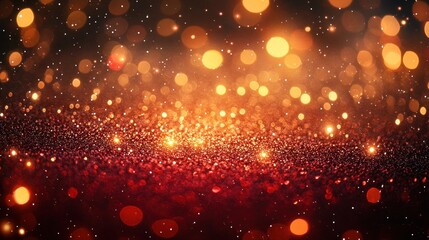 Gold and red Christmas spotlight design with shimmering glitter.