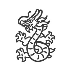 Fototapeta premium Line Art Illustration of a Chinese Dragon with a Coiled Tail